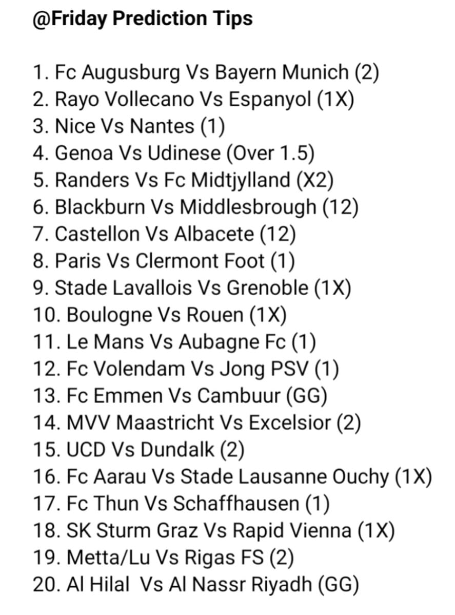 Friday 4th April Predictions